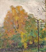 Bernhard Folkestad Deciduous trees in fall suit with cuts Sweden oil painting artist